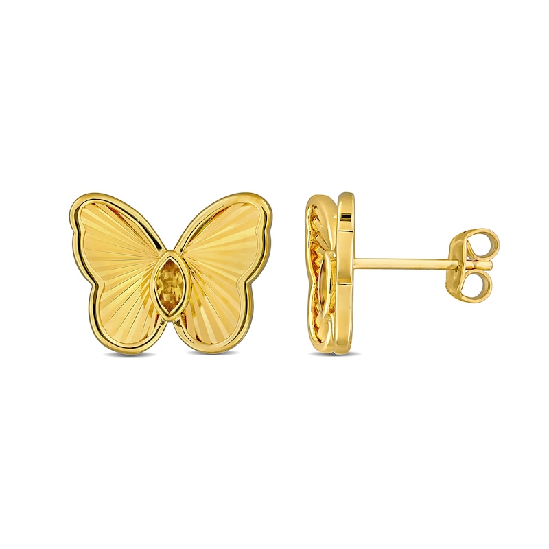 Marquise-Cut Citrine Butterfly Stud Earrings in Sterling Silver with 18K Gold Plate