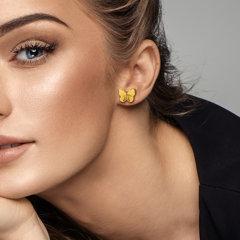 Main Image 2 of Marquise-Cut Citrine Butterfly Stud Earrings in Sterling Silver with 18K Gold Plate