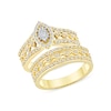 Thumbnail Image 1 of 0.44 CT. T.W. Multi-Diamond Marquise Frame Geometric Cutout Bridal Set in Sterling Silver with 14K Gold Plate