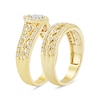 Thumbnail Image 2 of 0.44 CT. T.W. Multi-Diamond Marquise Frame Geometric Cutout Bridal Set in Sterling Silver with 14K Gold Plate
