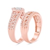 Thumbnail Image 2 of 0.44 CT. T.W. Multi-Diamond Marquise Frame Geometric Cutout Bridal Set in Sterling Silver with 14K Rose Gold Plate