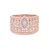 Thumbnail Image 4 of 0.44 CT. T.W. Multi-Diamond Marquise Frame Geometric Cutout Bridal Set in Sterling Silver with 14K Rose Gold Plate