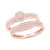 Thumbnail Image 1 of 0.20 CT. T.W. Multi-Diamond Frame Bridal Set in Sterling Silver with 14K Rose Gold Plate