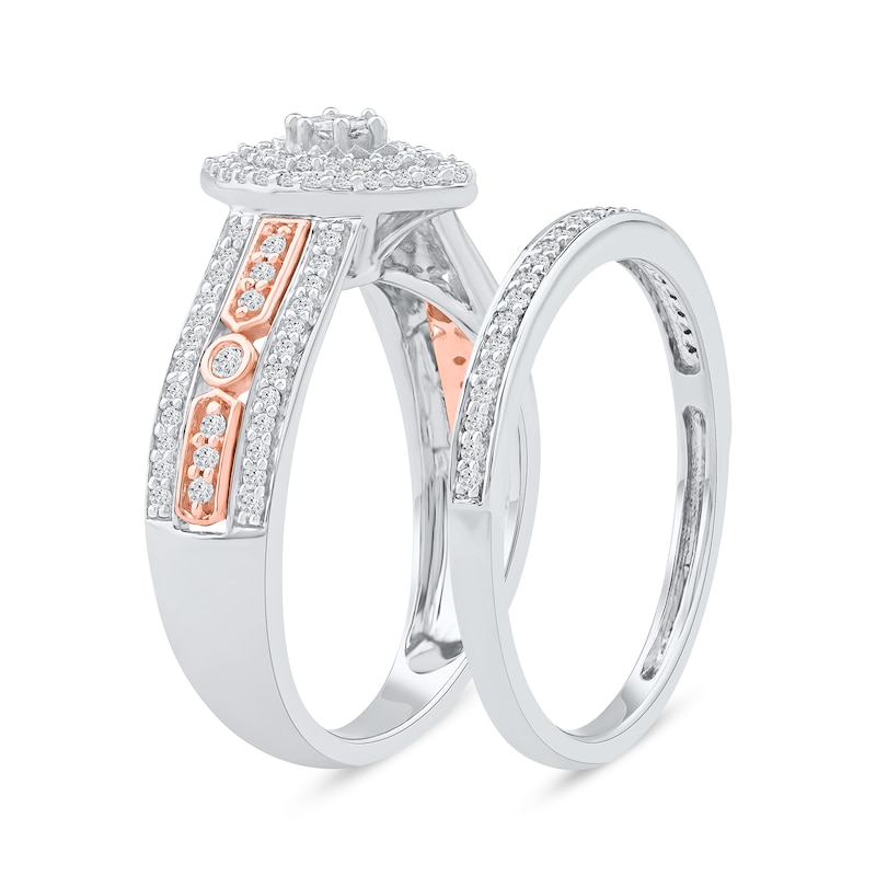 0.51 CT. T.W. Marquise-Cut Diamond Bridal Set in Sterling Silver and 14K Rose Gold Plate