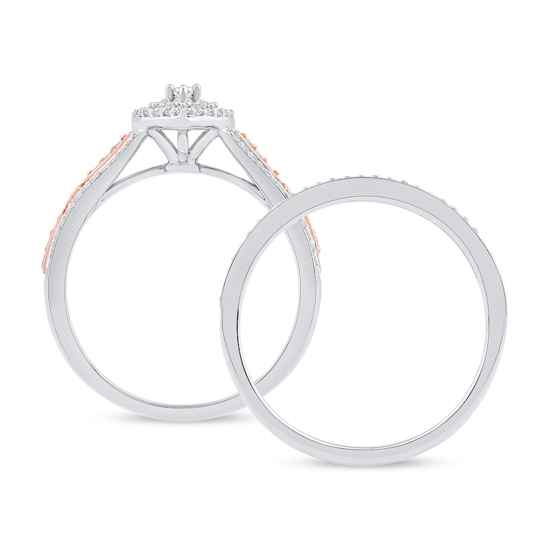 0.51 CT. T.W. Marquise-Cut Diamond Bridal Set in Sterling Silver and 14K Rose Gold Plate