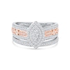 Thumbnail Image 4 of 0.51 CT. T.W. Marquise-Cut Diamond Bridal Set in Sterling Silver and 14K Rose Gold Plate