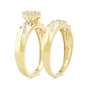 Thumbnail Image 2 of 0.48 CT. T.W. Multi-Diamond Diagonal Ribbons Bridal Set in Sterling Silver with 14K Gold Plate