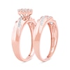 Thumbnail Image 2 of 0.48 CT. T.W. Multi-Diamond Diagonal Ribbons Bridal Set in Sterling Silver with 14K Rose Gold Plate