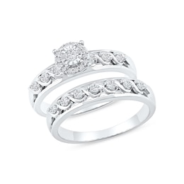 0.38 CT. T.W. Diamond “S” Curve Bridal Set in Sterling Silver