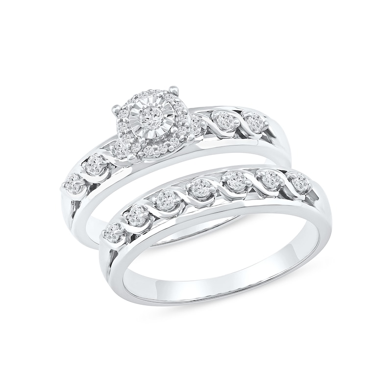 0.38 CT. T.W. Diamond âSâ Curve Bridal Set in Sterling Silver