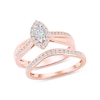 Thumbnail Image 1 of 0.46 CT. T.W. Diamond Marquise Frame Bridal Set in Sterling Silver with 14K Rose Gold Plate