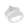 Thumbnail Image 1 of 0.44 CT. T.W. Multi-Diamond Marquise Frame Geometric Cutout Bridal Set in Sterling Silver