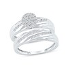 Thumbnail Image 1 of 0.48 CT. T.W. Multi-Diamond Diagonal Ribbons Bridal Set in Sterling Silver