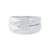 Thumbnail Image 4 of 0.48 CT. T.W. Multi-Diamond Diagonal Ribbons Bridal Set in Sterling Silver
