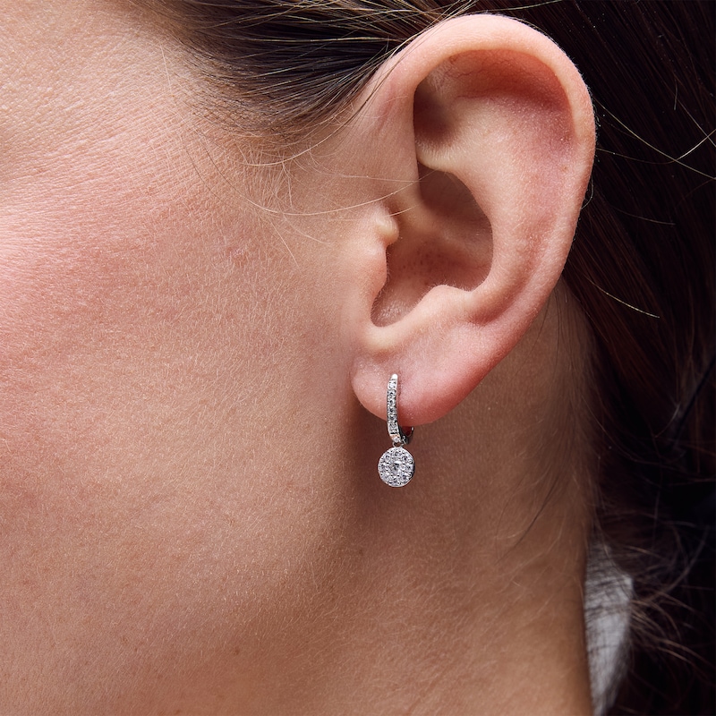 Shooting Star 0.40 CT. T.W. Certified Lab-Grown Diamond Hoop Circle Drop Earrings in Sterling Silver (F/VS2)