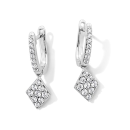 Shooting Star 0.40 CT. T.W. Certified Lab-Grown Diamond Hoop Rhombus Drop Earrings in Sterling Silver (F/VS2)