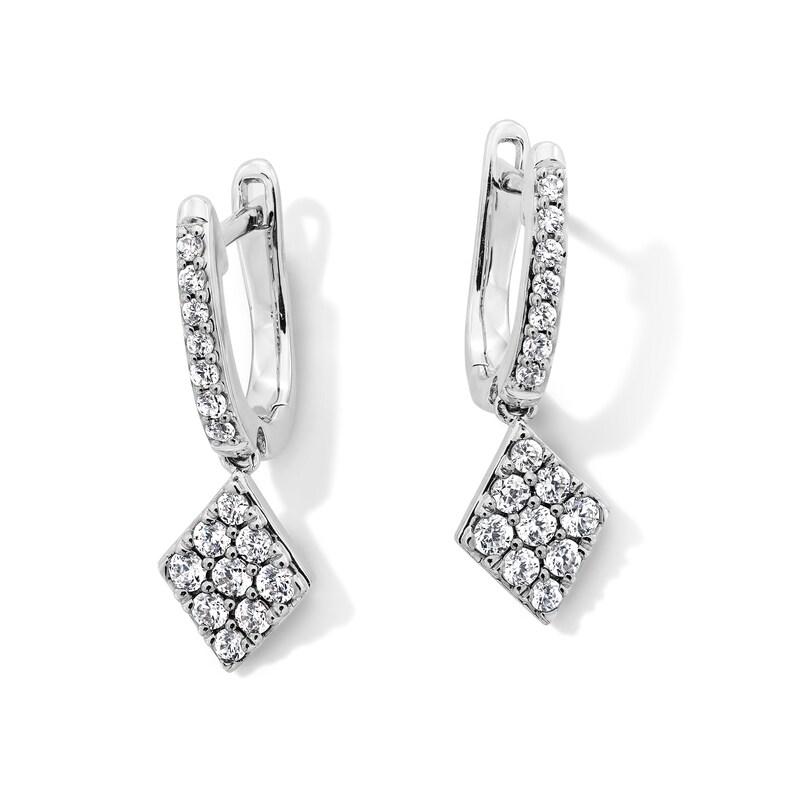 Shooting Star 0.40 CT. T.W. Certified Lab-Grown Diamond Hoop Rhombus Drop Earrings in Sterling Silver (F/VS2)