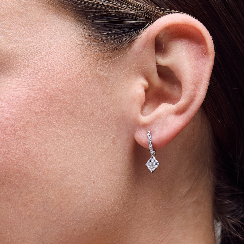 Shooting Star 0.40 CT. T.W. Certified Lab-Grown Diamond Hoop Rhombus Drop Earrings in Sterling Silver (F/VS2)