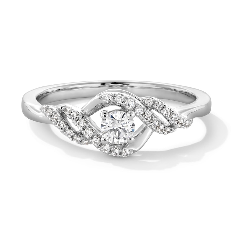 0.30 CT. T.W. Certified Lab-Grown Diamond Swirl Promise Ring in 10K White Gold (F/VS2)