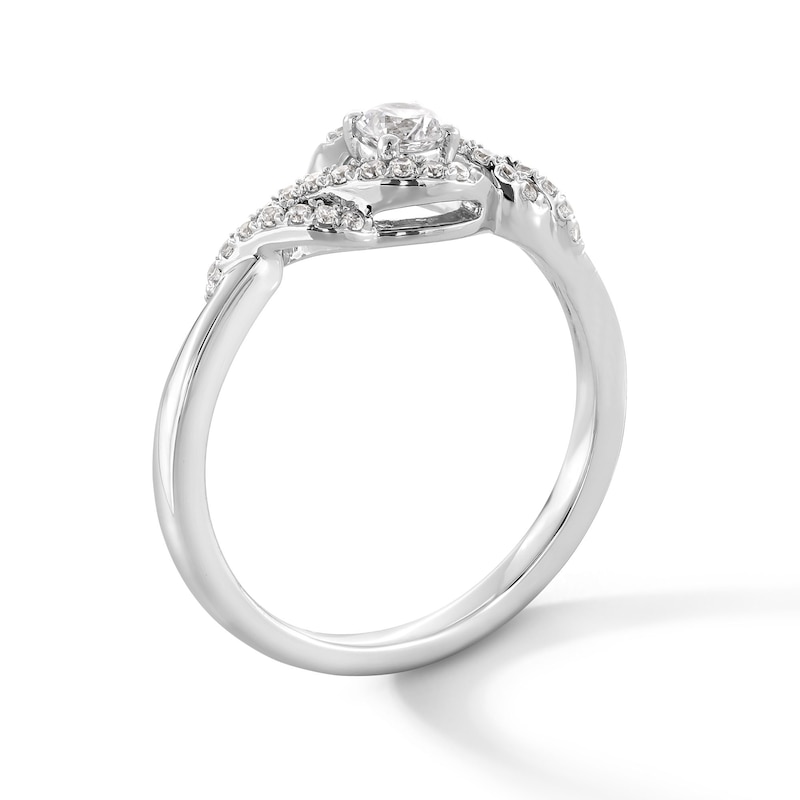Main Image 2 of 0.30 CT. T.W. Certified Lab-Grown Diamond Swirl Promise Ring in 10K White Gold (F/VS2)