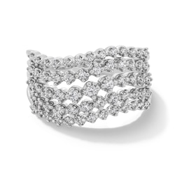 0.50 CT. T.W. Lab-Grown Diamond Multi-Row Wave Contour Ring in Sterling Silver (F/SI2)