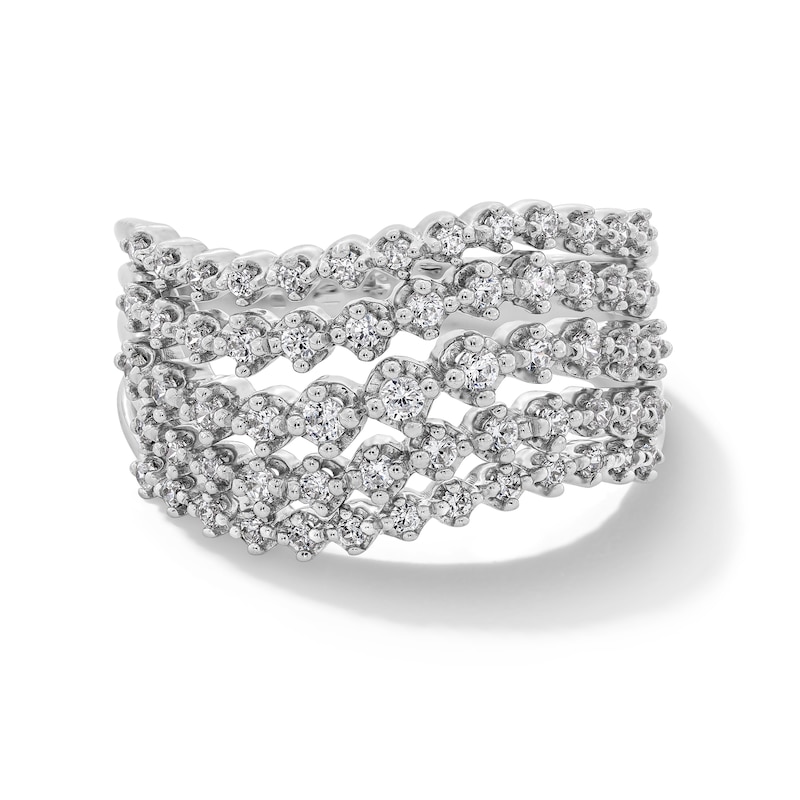 0.50 CT. T.W. Lab-Grown Diamond Multi-Row Wave Contour Ring in Sterling Silver (F/SI2)