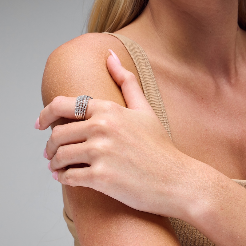 0.50 CT. T.W. Lab-Grown Diamond Multi-Row Wave Contour Ring Sterling Silver (F/SI2)