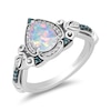 Thumbnail Image 1 of Enchanted Disney Cinderella Pear-Shaped Lab-Created Opal, Blue Topaz and 0.065 CT.T.W. Diamond Ring in Sterling Silver