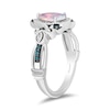 Thumbnail Image 2 of Enchanted Disney Cinderella Pear-Shaped Lab-Created Opal, Blue Topaz and 0.065 CT.T.W. Diamond Ring in Sterling Silver