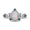 Thumbnail Image 4 of Enchanted Disney Cinderella Pear-Shaped Lab-Created Opal, Blue Topaz and 0.065 CT.T.W. Diamond Ring in Sterling Silver