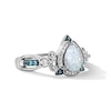 Thumbnail Image 6 of Enchanted Disney Cinderella Pear-Shaped Lab-Created Opal, Blue Topaz and 0.065 CT.T.W. Diamond Ring in Sterling Silver