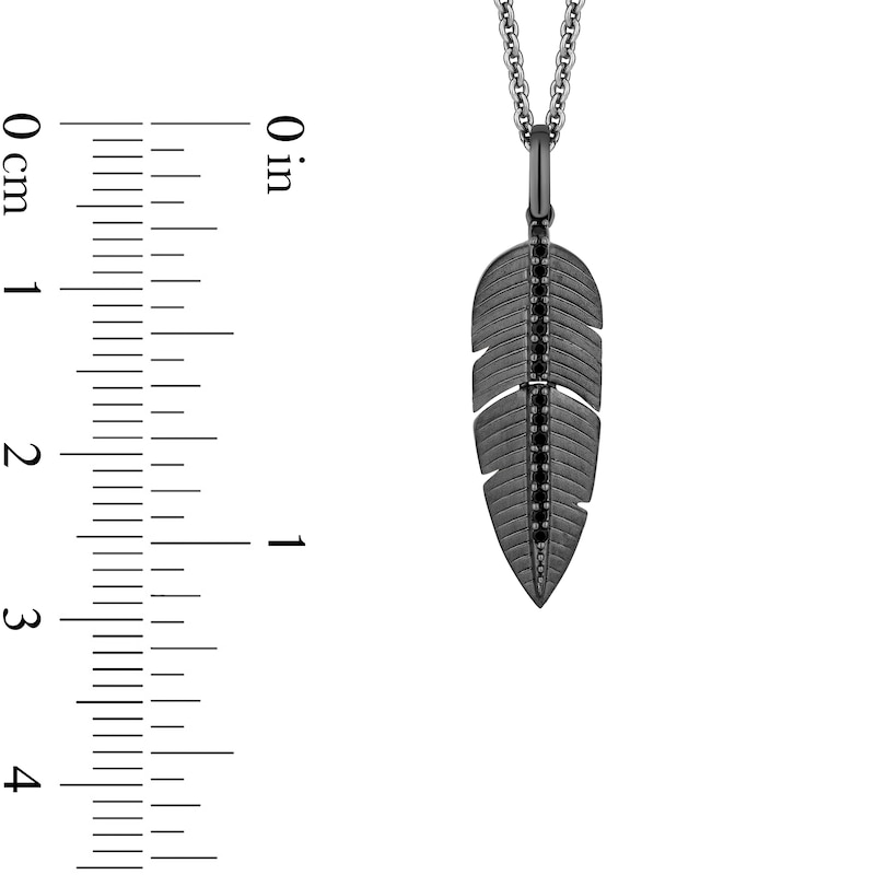 Main Image 3 of Enchanted Disney Villains Maleficent 0.065 CT. T.W. Black Diamond Feather Pendant in Black Sterling Silver - 19"