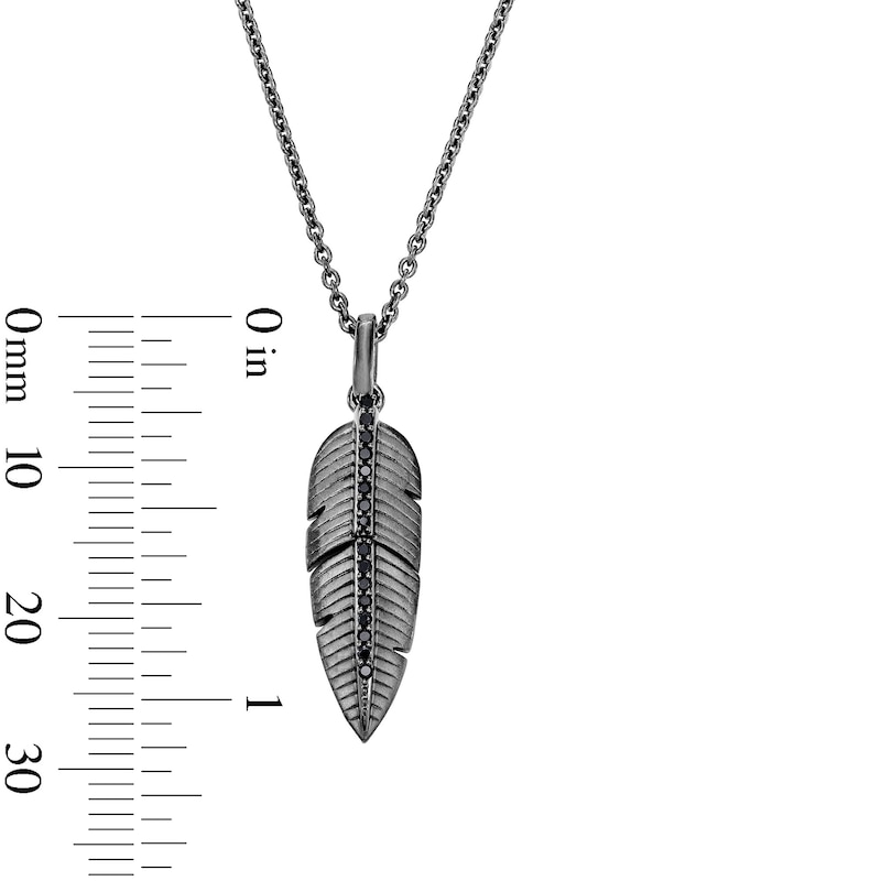 Main Image 6 of Enchanted Disney Villains Maleficent 0.065 CT. T.W. Black Diamond Feather Pendant in Black Sterling Silver - 19"