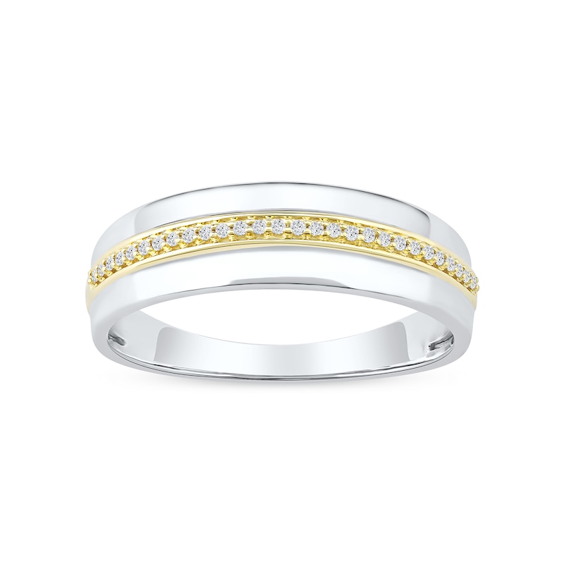 0.08 CT. T.W. Diamond Wedding Band in Sterling Silver and 14K Gold Plate