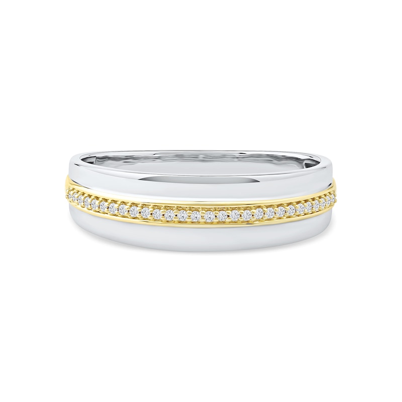 0.08 CT. T.W. Diamond Wedding Band in Sterling Silver and 14K Gold Plate