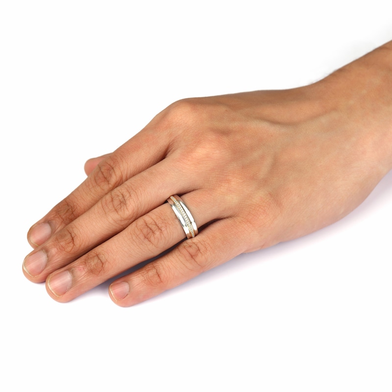 0.08 CT. T.W. Diamond Wedding Band in Sterling Silver and 14K Gold Plate