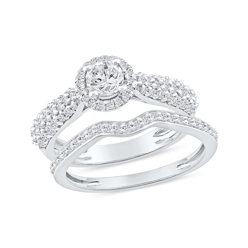 Main Image 1 of 1.17 CT. T.W. Certified Lab-Grown Diamond Bridal Set in Sterling Silver (F/SI2)