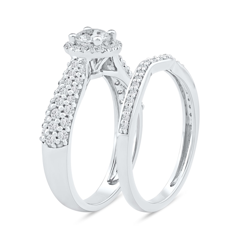 Main Image 2 of 1.17 CT. T.W. Certified Lab-Grown Diamond Bridal Set in Sterling Silver (F/SI2)