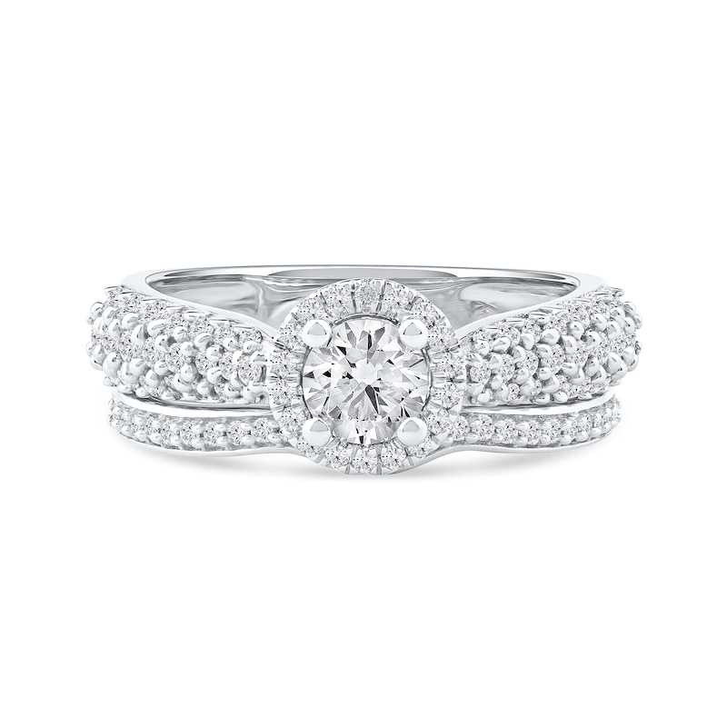 Main Image 4 of 1.17 CT. T.W. Certified Lab-Grown Diamond Bridal Set in Sterling Silver (F/SI2)