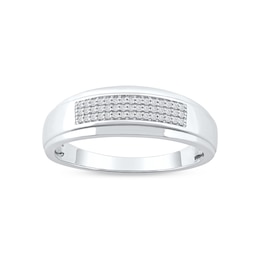0.10 CT. T.W. Diamond Triple-Row Wedding Band in Sterling Silver