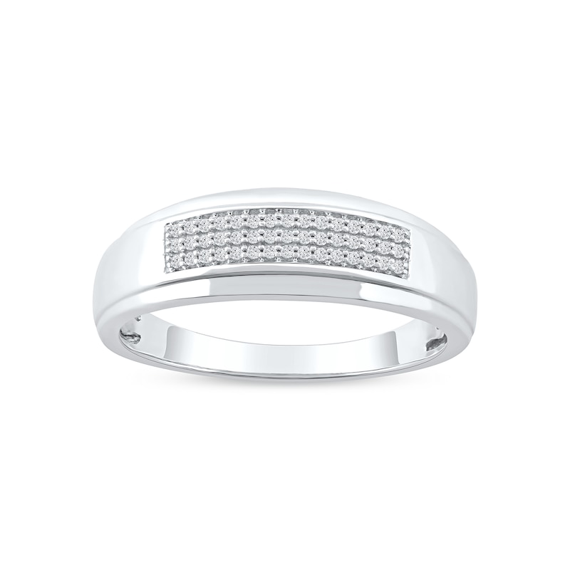 0.10 CT. T.W. Diamond Triple-Row Wedding Band in Sterling Silver