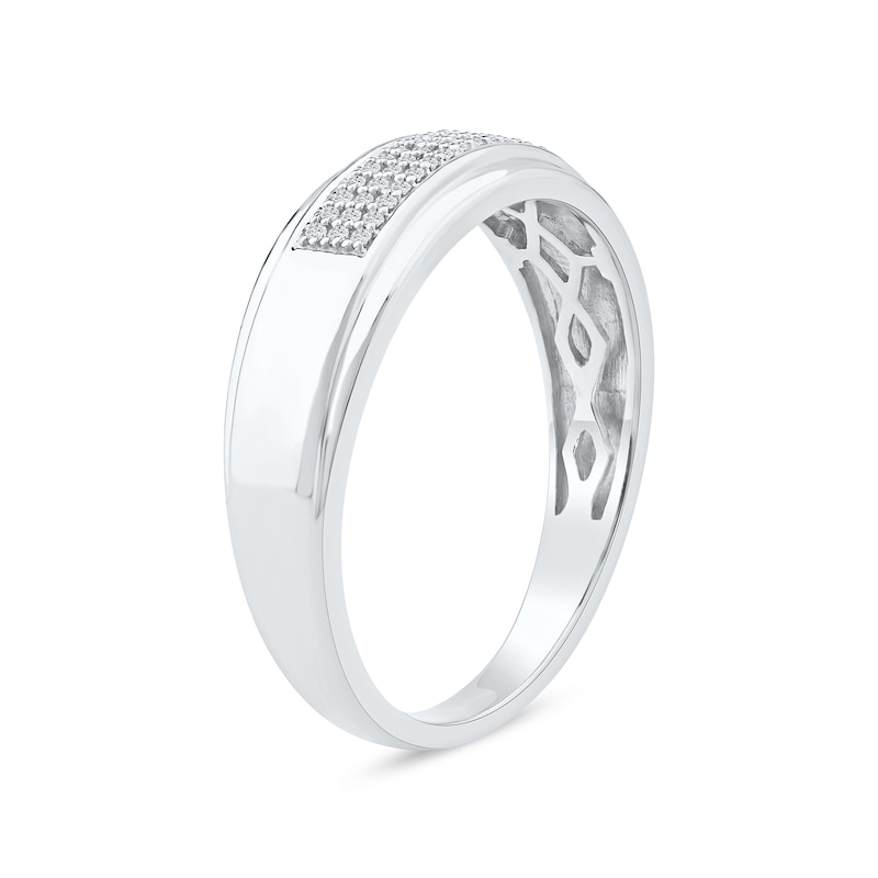 0.10 CT. T.W. Diamond Triple-Row Wedding Band in Sterling Silver