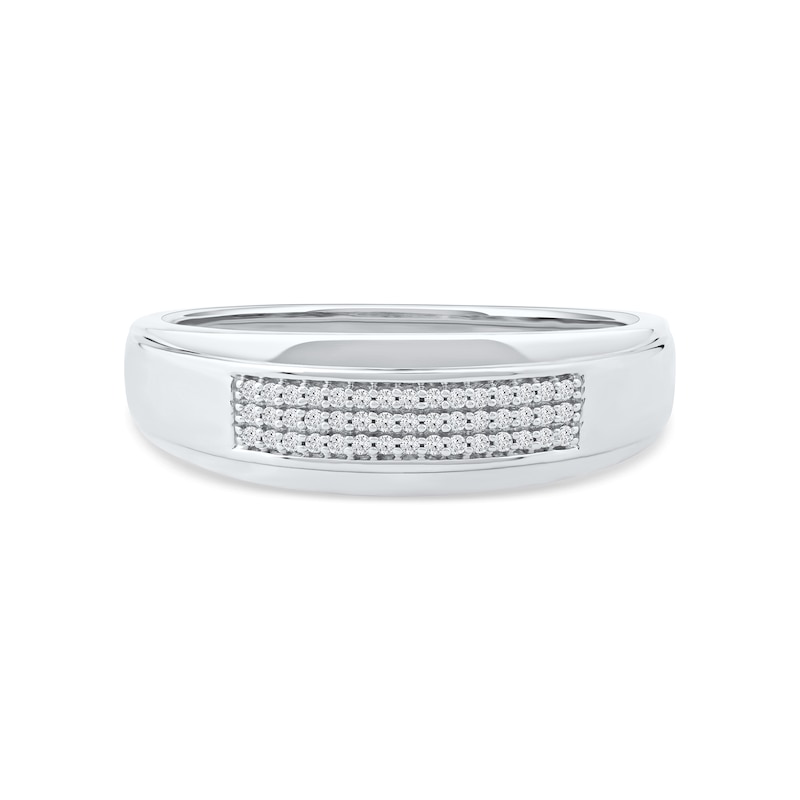 0.10 CT. T.W. Diamond Triple-Row Wedding Band in Sterling Silver