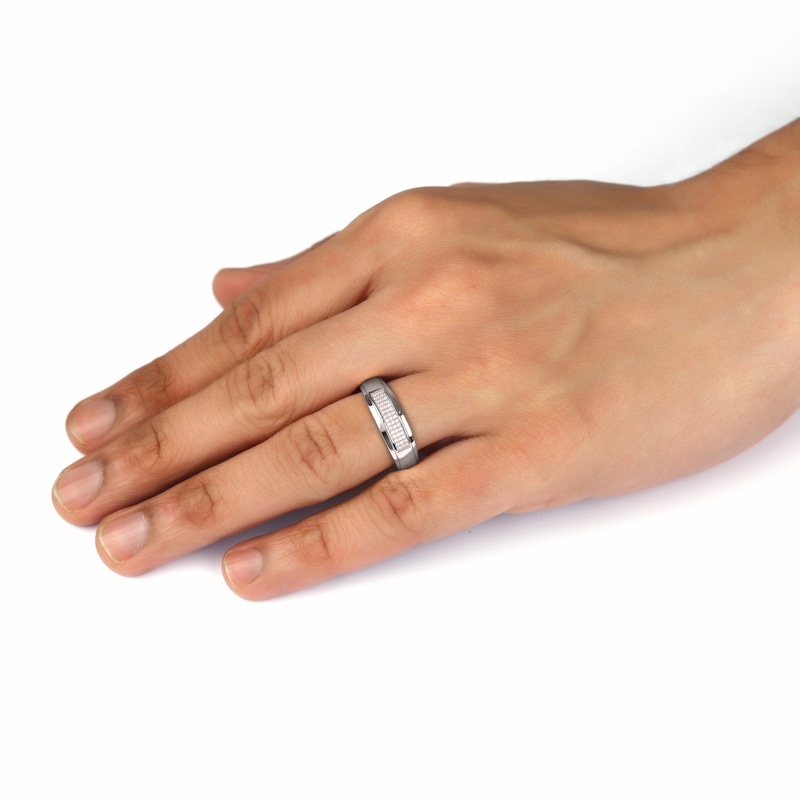 0.10 CT. T.W. Diamond Triple-Row Wedding Band in Sterling Silver