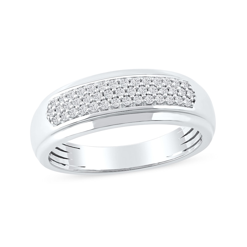 Main Image 1 of 0.31 CT. T.W. Certified Lab-Grown Multi-Diamond Wedding Band in Sterling Silver (F/SI2)