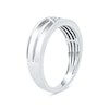 Thumbnail Image 2 of 0.05 CT. T.W. Diamond Slant Wedding Band in Sterling Silver