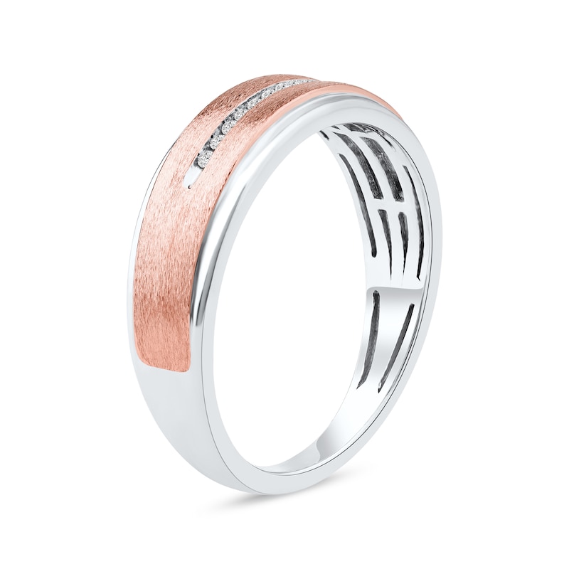 0.06 CT. T.W. Diamond Wedding Band in Sterling Silver and 14K Rose Gold Plate