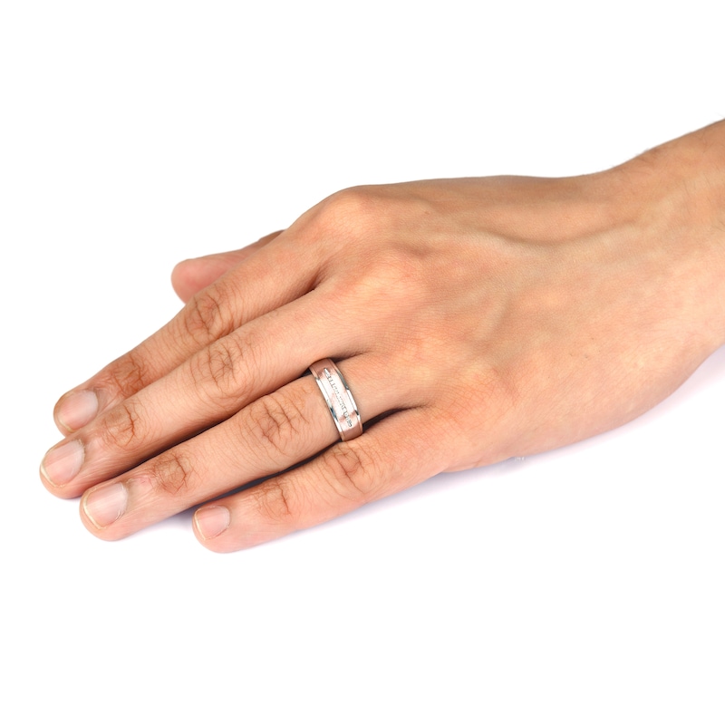 0.06 CT. T.W. Diamond Wedding Band in Sterling Silver and 14K Rose Gold Plate