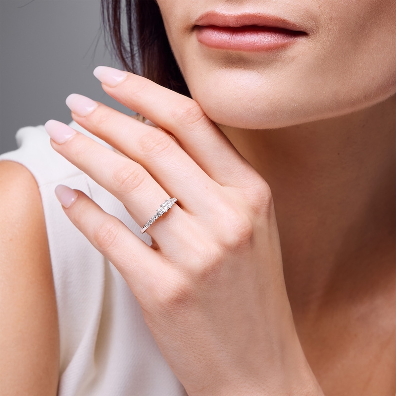 0.50 CT. T.W. Princess-Cut Diamond Past Present FutureÂ® Engagement Ring in 10K White Gold