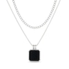 Thumbnail Image 1 of Octagon-Shaped Onyx Layered Necklace in Sterling Silver - 22”